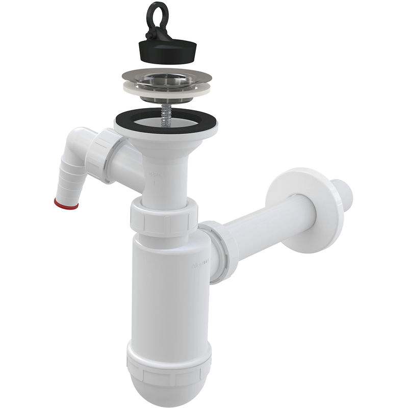 Сифон для раковины AlcaDrain (AlcaPlast) DN32 A410P со штуцером и нержавеющей peшeткой DN63