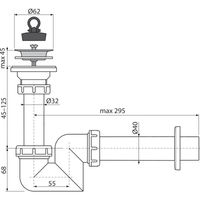 Сифон для раковины AlcaDrain (AlcaPlast) A412-DN40 S-образный DN40 с нержавеющей peшeткой DN63 — 2