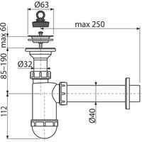Сифон для раковины AlcaDrain (AlcaPlast) A41+A710 Ø40 с гибким соединением — 2