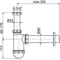 Сифон для раковины AlcaDrain (AlcaPlast) DN40 A43 c накидной гайкой 5/4" — 2
