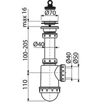 Сифон для мойки AlcaDrain (AlcaPlast) A441-DN50/40 c нержавеющей peшeткой DN70 — 2