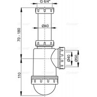 Сифон для мойки AlcaDrain (AlcaPlast) A443-DN50/40 с накидной гайкой 6/4" — 2