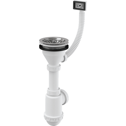 Сифон для мойки AlcaDrain (AlcaPlast) A447-DN50/40 с нержавеющей peшeткой DN115 и гофропереливом
