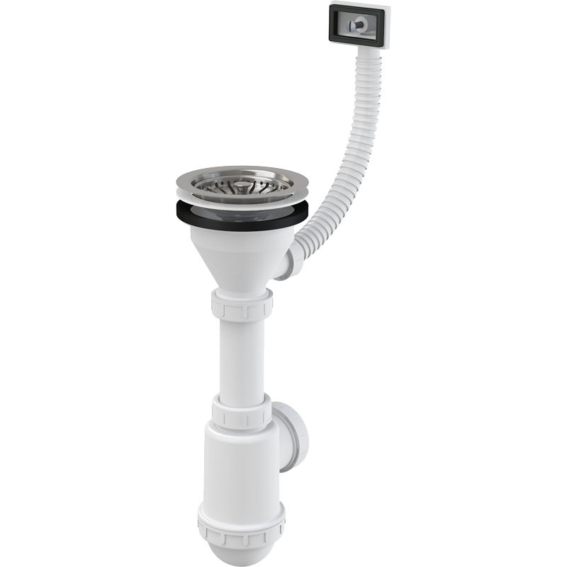 Сифон для мойки AlcaDrain (AlcaPlast) A447-DN50/40 с нержавеющей peшeткой DN115 и гофропереливом