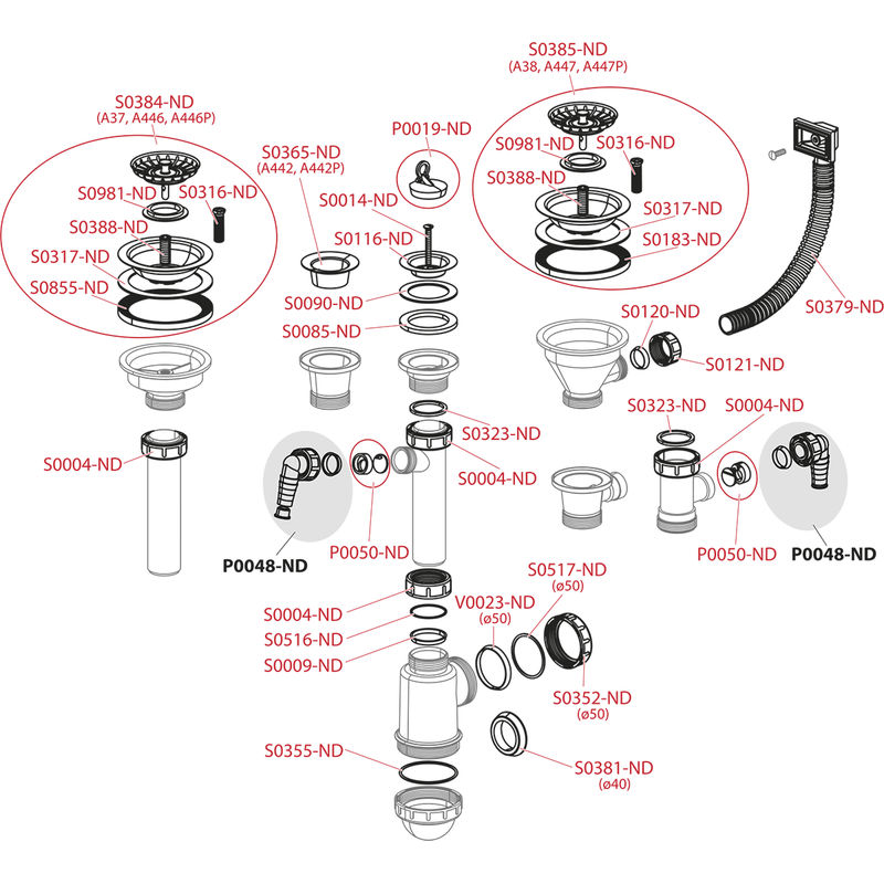 Сифон для мойки AlcaDrain (AlcaPlast) A447P-DN50/40 с нержавеющей peшeткой DN115, гофропереливом и штуцером