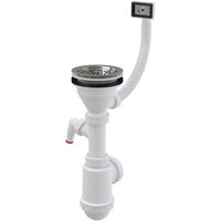 Сифон для мойки AlcaDrain (AlcaPlast) A447P-DN50/40 с нержавеющей peшeткой DN115, гофропереливом и штуцером — 1