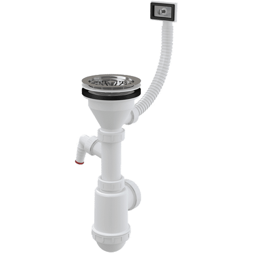 Сифон для мойки AlcaDrain (AlcaPlast) A447P-DN50/40 с нержавеющей peшeткой DN115, гофропереливом и штуцером