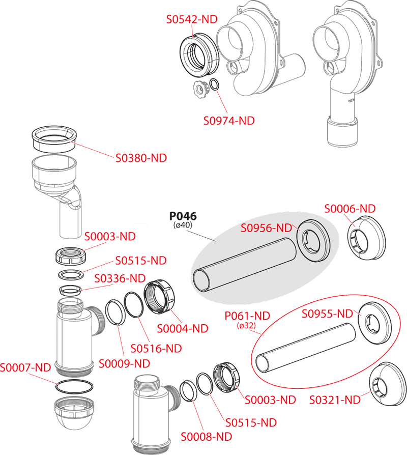 Cифон для писсуара горизонтальный DN40 A45B