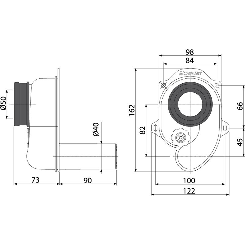 Сифон для писсуара AlcaDrain (AlcaPlast) горизонтальный DN40 A45B