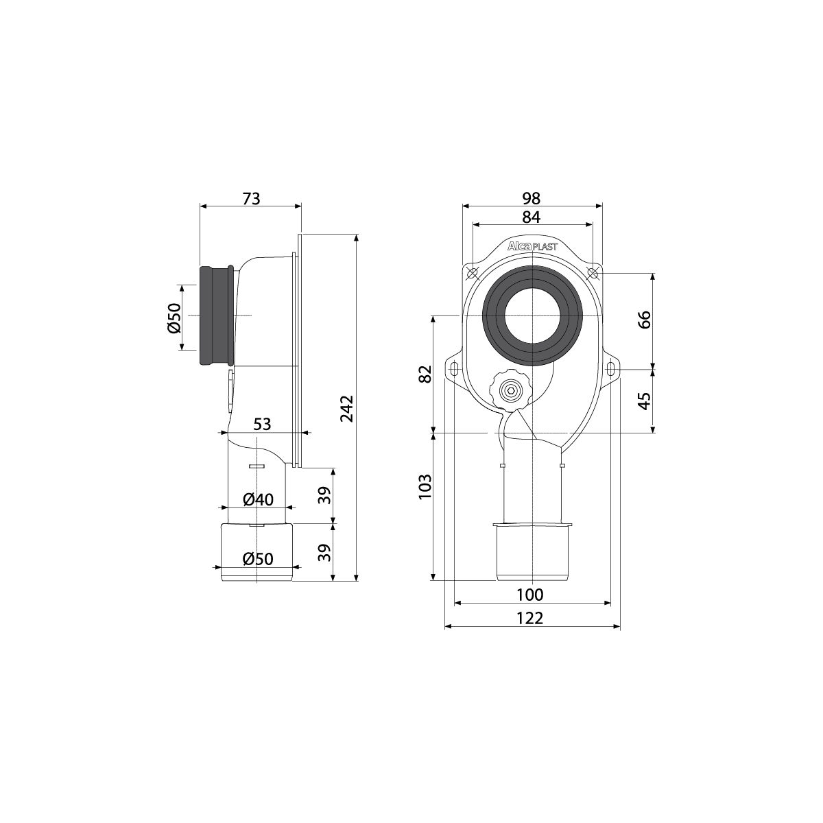 Cифон для писсуара вертикальный DN40 и DN50 A45C