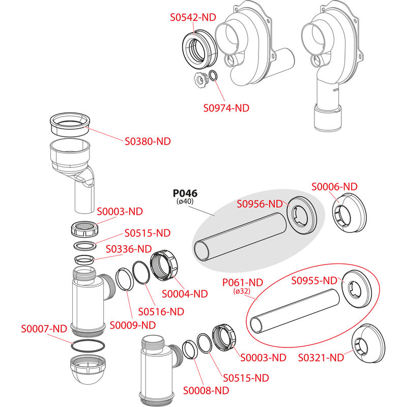 Сифон для писсуара AlcaDrain (AlcaPlast) вертикальный DN40 и DN50 A45C