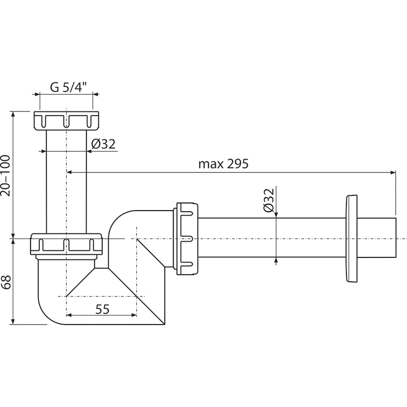 Сифон для умывальника и биде DN32 пластик A45F-DN32