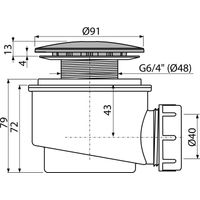 Сифон для душевого поддона AlcaDrain (AlcaPlast) A47CR-60 хром — 2
