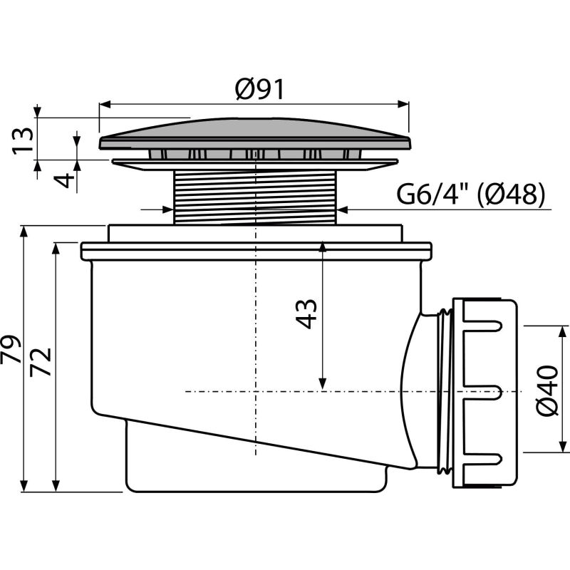 Сифон для душевого поддона AlcaDrain (AlcaPlast) A47CR-60 хром