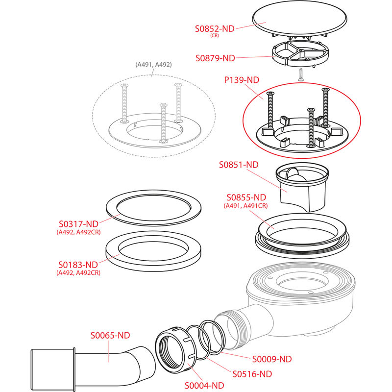Сифон для душевого поддона AlcaDrain (AlcaPlast) A491CR сниженный хром