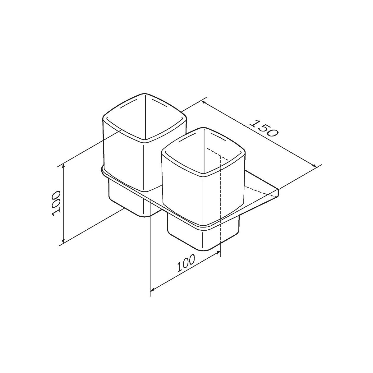 A50A343422 Inspire V2.0, Двойной стеклянный стакан с настенным держателем, черный, шт