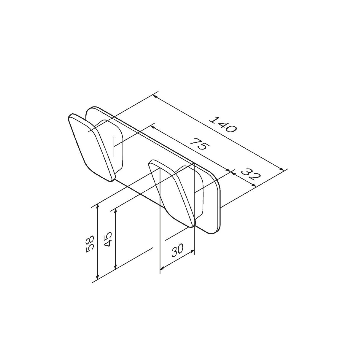 A50A35600 Inspire V2.0, Двойной крючок для полотенец, хром, шт