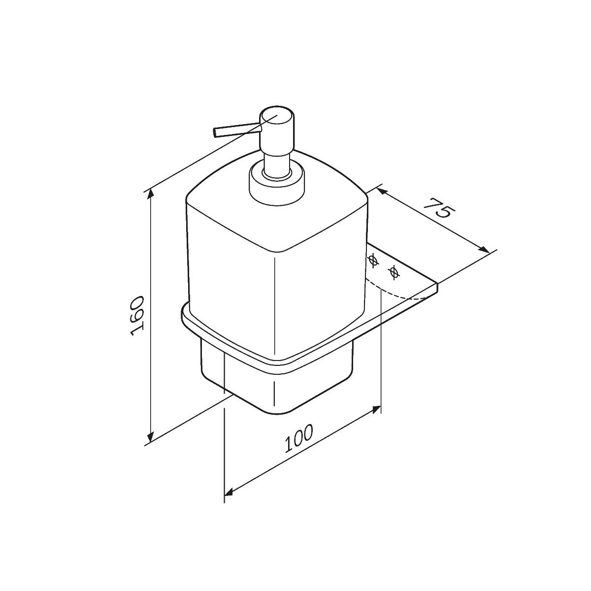 A50A36900 Inspire V2.0, Стеклянный диспенсер для жидкого мыла с настенным держателем, хром, шт