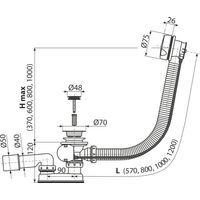 Сифон для ванны AlcaDrain (AlcaPlast) A51B автомат комплект (белый) — 2
