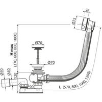 Сифон для ванны AlcaDrain (AlcaPlast) A51BM-80 автомат комплект (белый) — 2