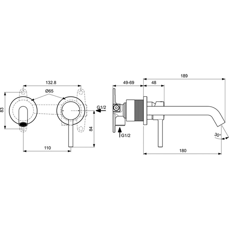 Смеситель скрытого монтажа для раковины Ideal Standard Ceraline A6938AA хром