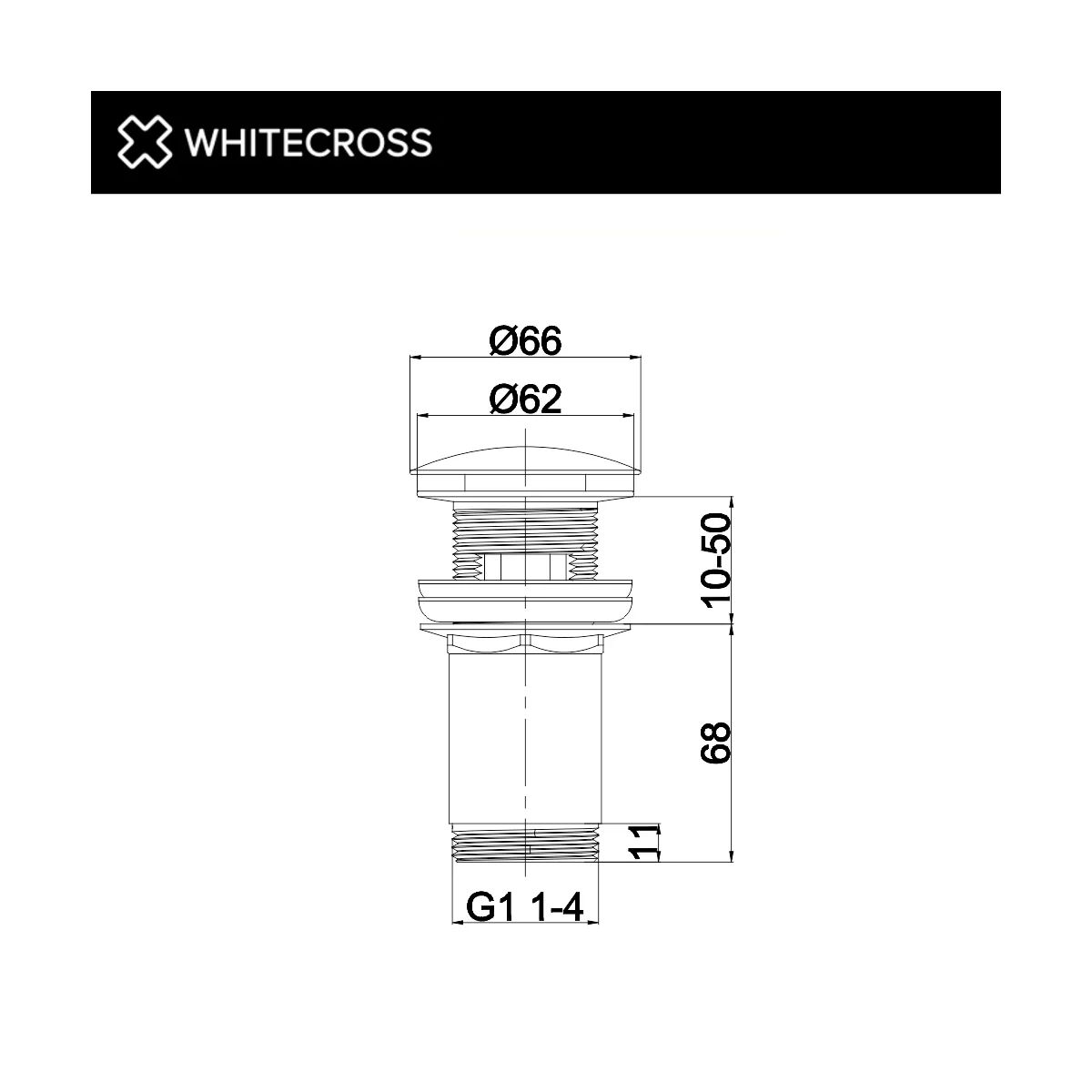 Донный клапан WHITECROSS A706CPB для умывальника, клик-клак (брашированная медь)