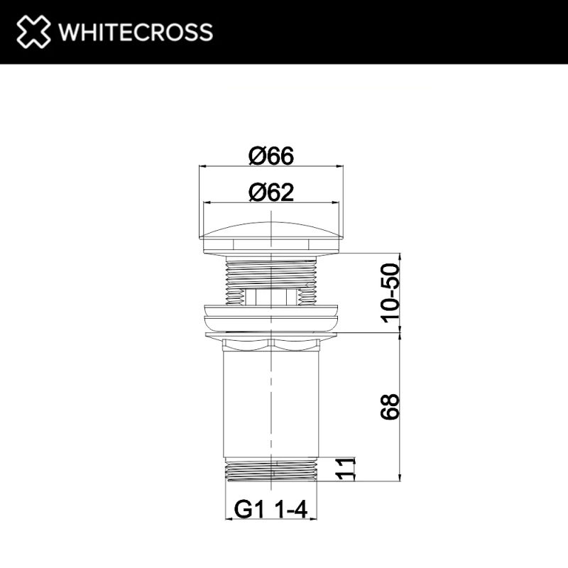 Донный клапан WHITECROSS A706CPB для умывальника, клик-клак (брашированная медь)