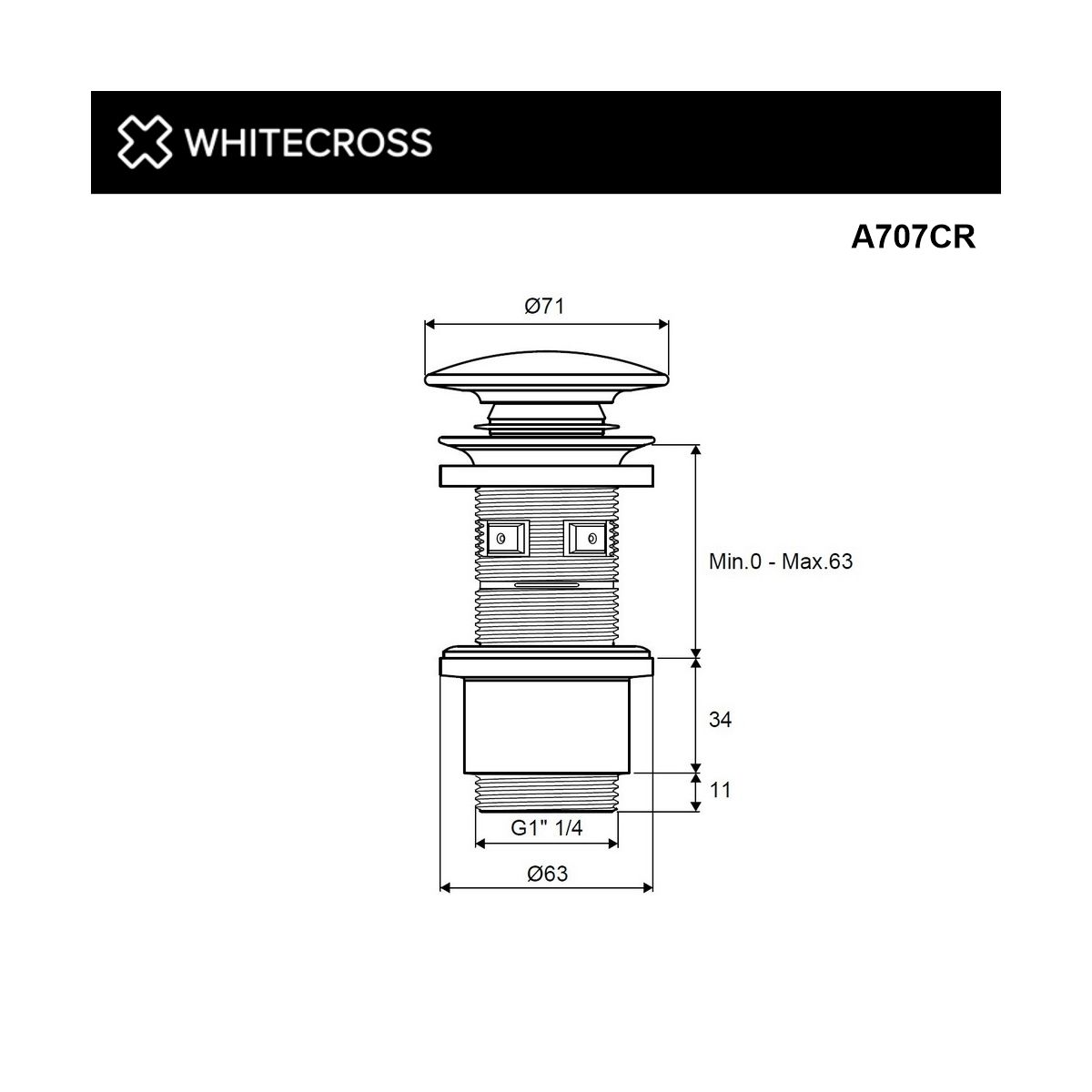 Донный клапан WHITECROSS A707CR (хром)