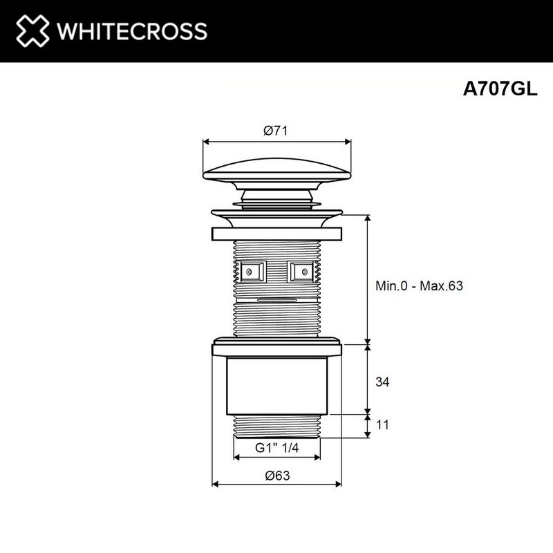 Донный клапан WHITECROSS A707GL (золото)