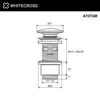 Донный клапан WHITECROSS A707GM (оружейная сталь) — 2