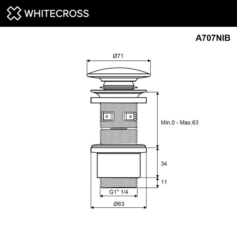 Донный клапан WHITECROSS A707NIB (брашированный никель)