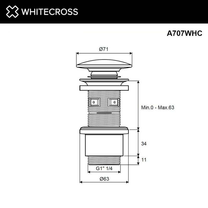 Донный клапан WHITECROSS A707WHC (белый керамический)