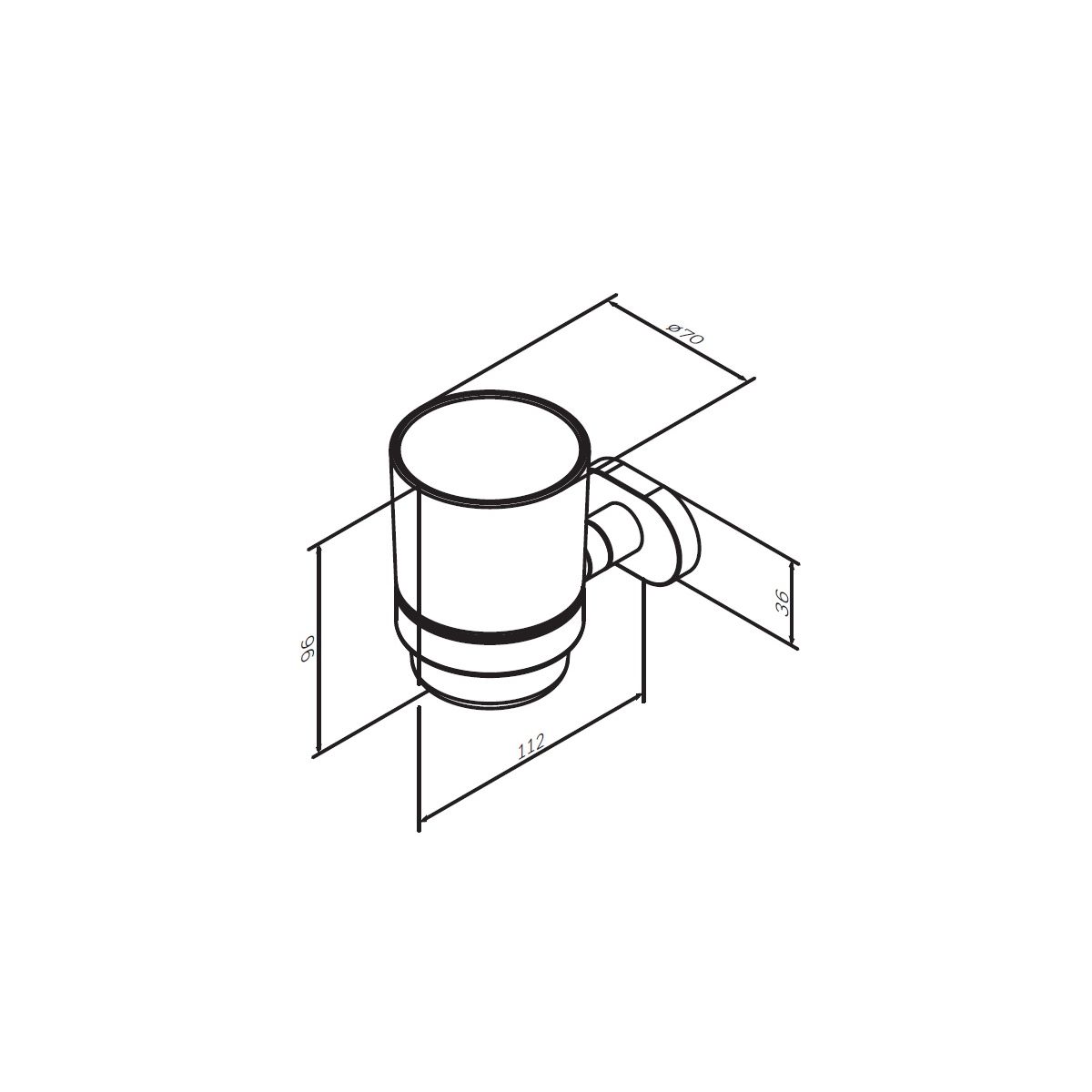 A7434300 Sense L, Стеклянный стакан с настенным держателем, хром