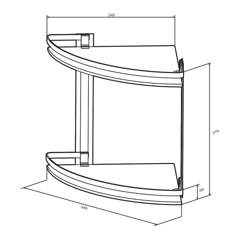 Полка для ванной AM.PM Sense L A7456200 алюминий угловая стеклянная