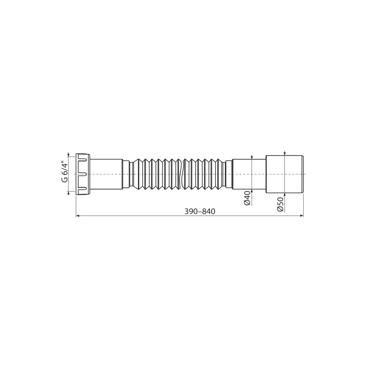 Гибкое соединение 6/4"×40/50 пластмасса A770