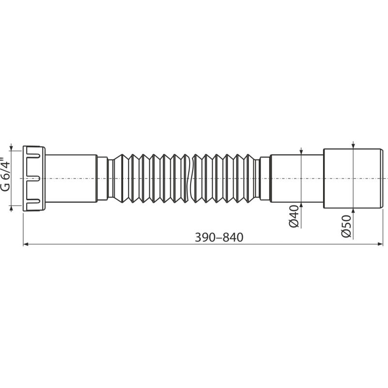 Гибкое соединение AlcaDrain (AlcaPlast) 6/4"×40/50 пластмасса A770