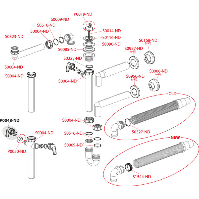 Сифон для раковины AlcaDrain (AlcaPlast) A80-DN50 с накидной гайкой 6/4"