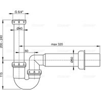 Сифон для раковины AlcaDrain (AlcaPlast) A80-DN50 с накидной гайкой 6/4" — 2