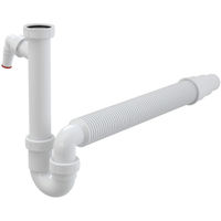 Сифон для раковины AlcaDrain (AlcaPlast) A83-DN50/40 с накидной гайкой 6/4" со штуцером и гофрой — 1