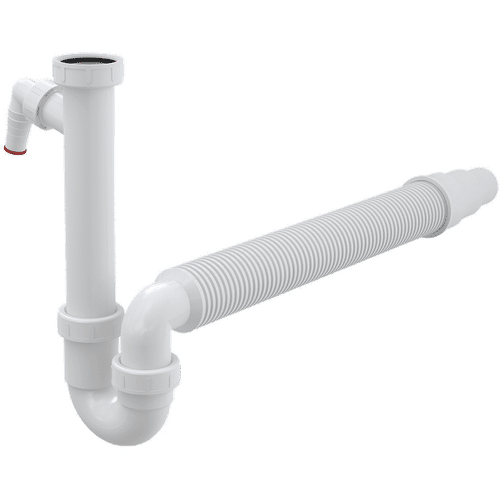 Сифон для раковины AlcaDrain (AlcaPlast) A83-DN50/40 с накидной гайкой 6/4" со штуцером и гофрой