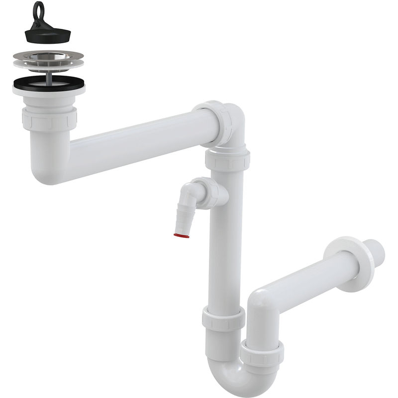 Сифон для мойки AlcaDrain (AlcaPlast) A870P-DN40 экономящий пространство со штуцером