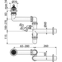 Сифон для мойки AlcaDrain (AlcaPlast) A870P-DN40 экономящий пространство со штуцером — 2