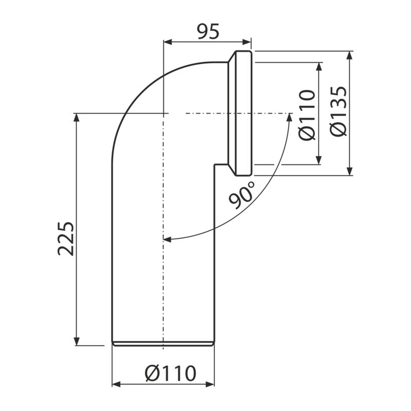 Колено для унитаза AlcaDrain (AlcaPlast) 90° A90-90