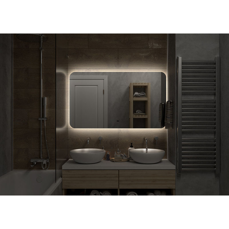 Зеркало Misty Адхил 1200х700 Led холодная подсветка ореол с подогревом / АДХ-02-120/70-14