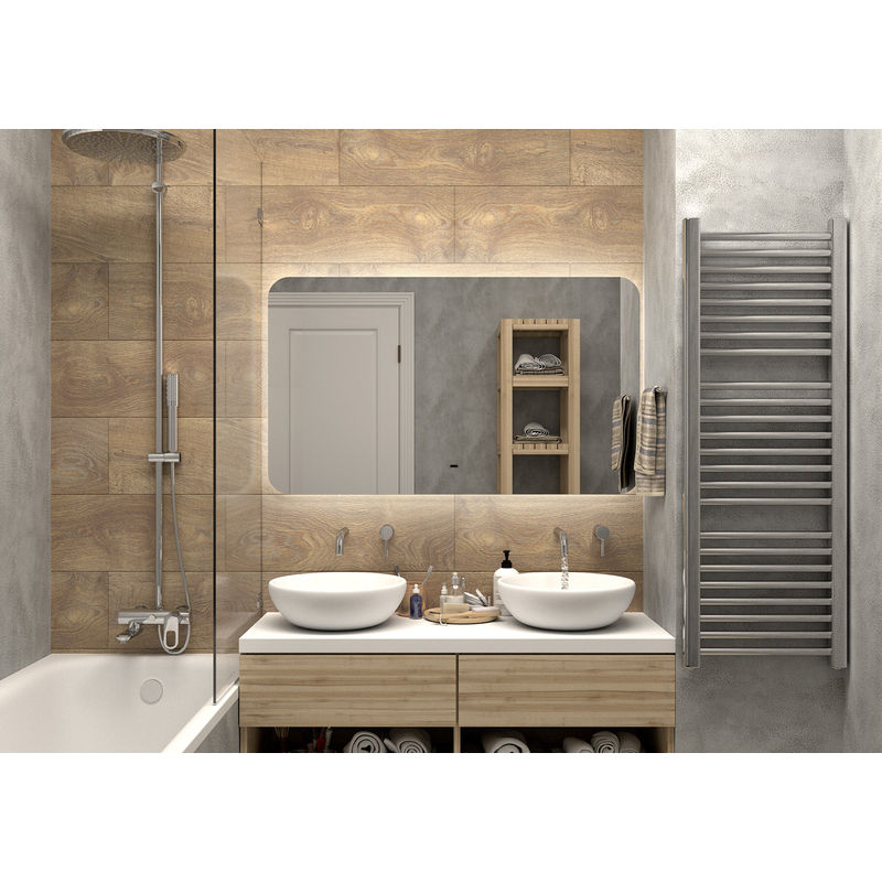 Зеркало Misty Адхил 1200х700 Led холодная подсветка ореол с подогревом / АДХ-02-120/70-14