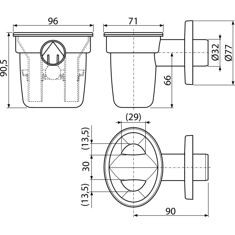 Воронка с шариком для сбрасываемого конденсата AlcaDrain (AlcaPlast) DN32 AKS1Z
