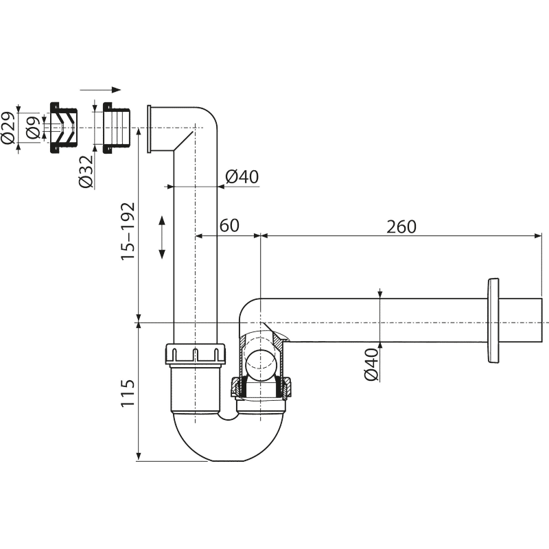 Сифон для сбора конденсата DN40 AKS2