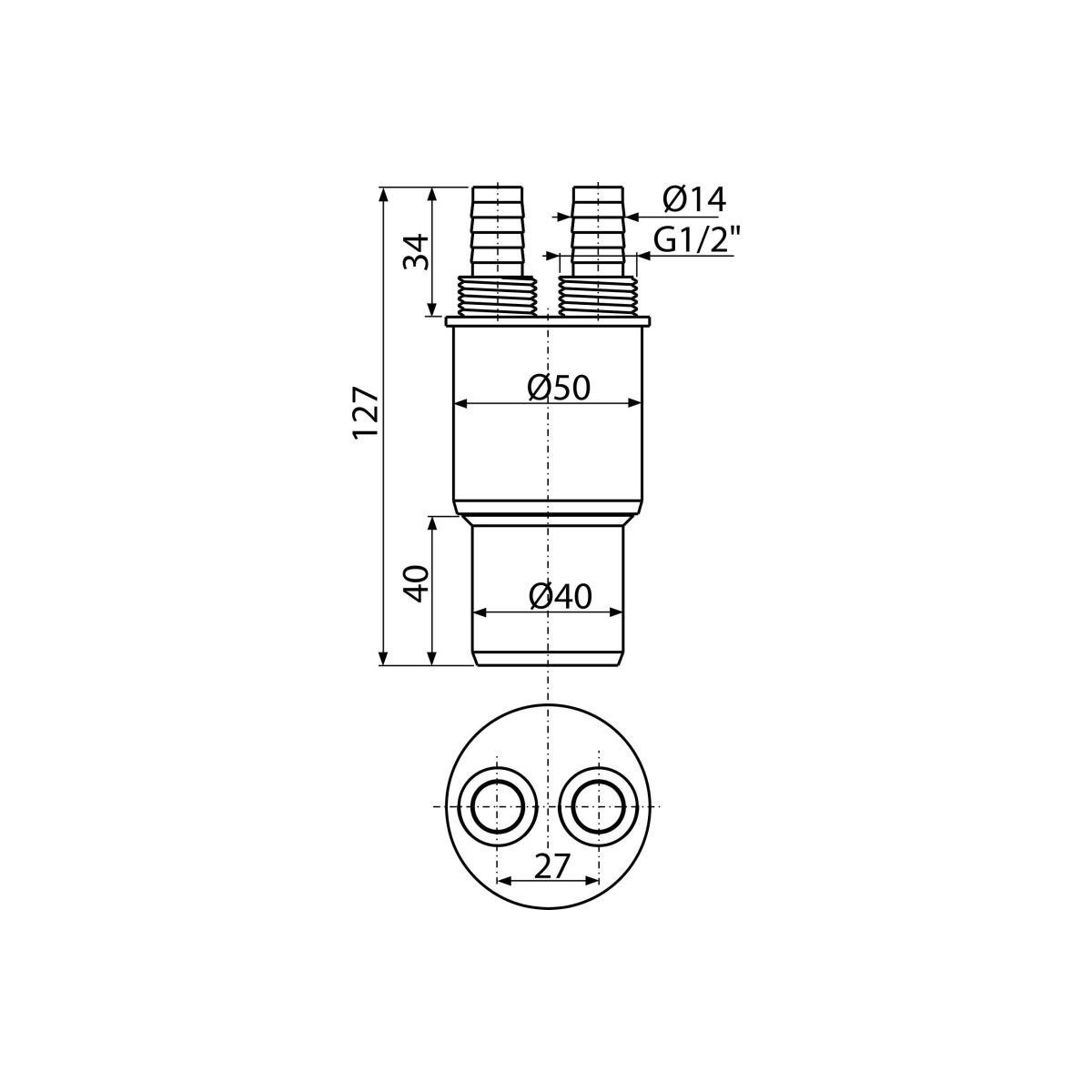 Переходная муфта HT 40/50×G1/2" AKS6