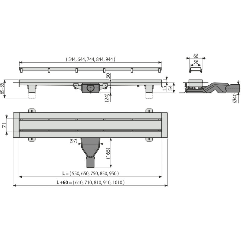 Душевой лоток AlcaDrain (AlcaPlast) APZ13-DOUBLE6-750 Fit and Go