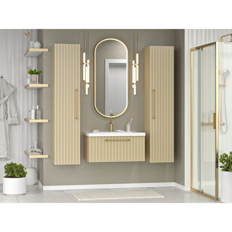 Шкаф-пенал для ванной Brevita Alicante 35 универсальный / ALI-05035-03 капучино матовая эмаль